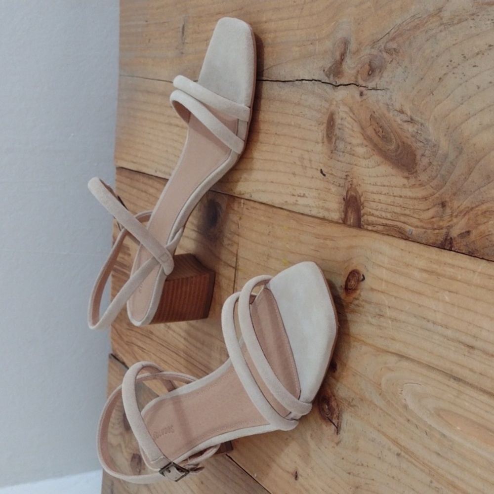 Soludos Beige Strappy Block Heel Sandals